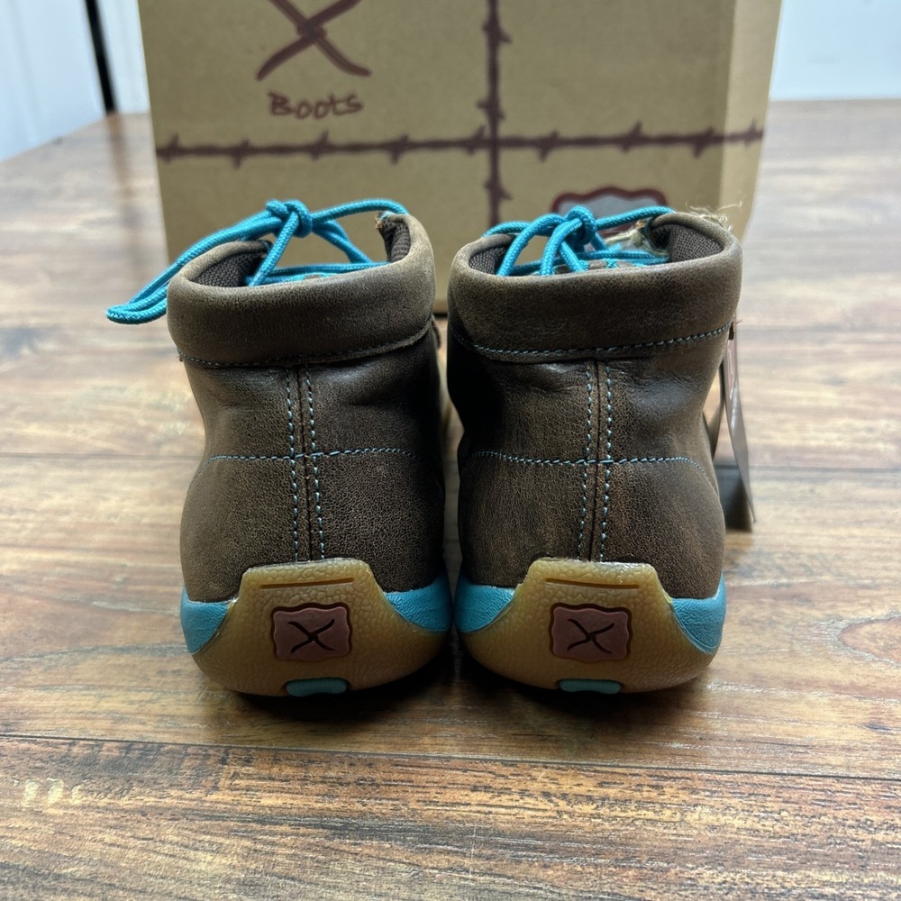 Twisted X Women Chukka Driving Moccasin Brown Turquoise Diamond Pattern 7 M - Picture 4 of 10